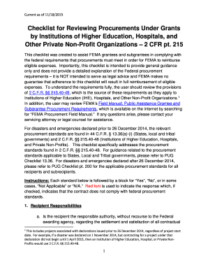 FEMA Procurement Compliance Checklist