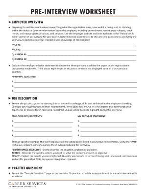 Pre-Interview Worksheet