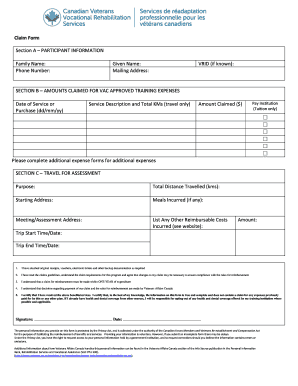 Veterans Affairs Canada Claim Form