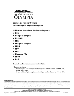 Demande pour Régime enregistré