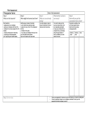Photographer Risk Assessment Form