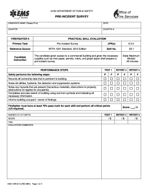 Ohio Firefighter Pre-Incident Survey Form