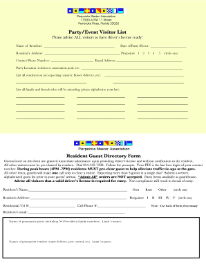 Pierpointe Master Association Guest Directory Form