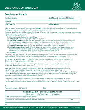 Oregon Beneficiary Designation Form