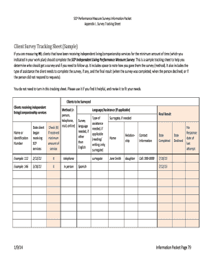 SCP Performance Measure Surveys Tracking Sheet