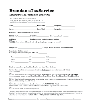 US Federal Tax Return Preparation Form