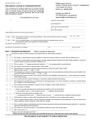 California Preliminary Change of Ownership Report