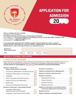 Sol Plaatje University Application Form