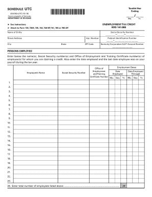 Kentucky Unemployment Tax Credit Form