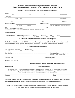 Request for Official Transcript of Academic Records