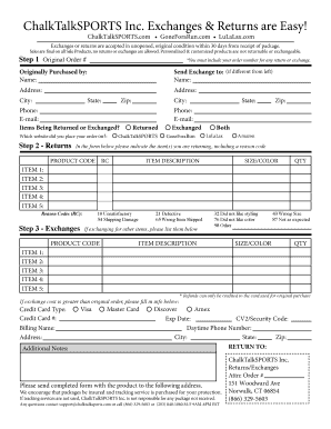 ChalkTalkSPORTS Return and Exchange Form