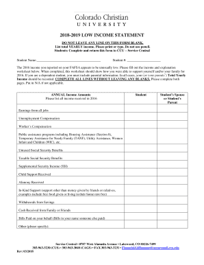 2018-2019 Low Income Statement