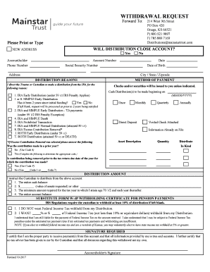 IRA Withdrawal Request Form