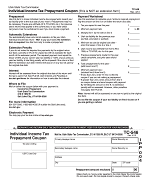Utah Individual Income Tax Prepayment Coupon
