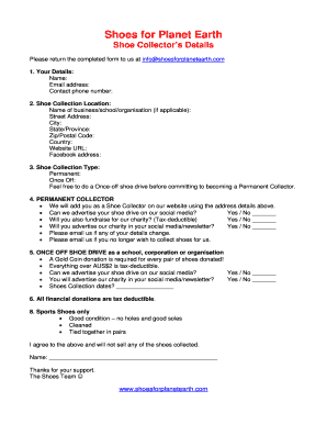 Shoe Collector Registration Form