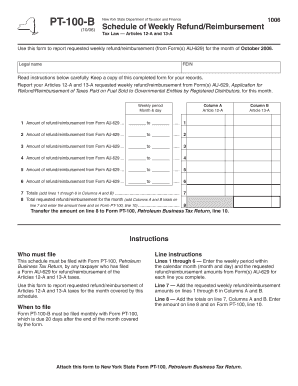 New York State Weekly Refund/Reimbursement Schedule