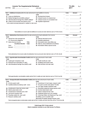 Utah Income Tax Supplemental Schedule TC-40A