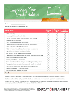 Study Habits Assessment Form