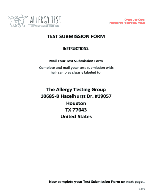 Allergy Test Submission Form