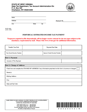 West Virginia Individual Estimated Income Tax Payment