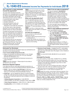 Illinois IL-1040-ES Estimated Income Tax Payment Form 2018