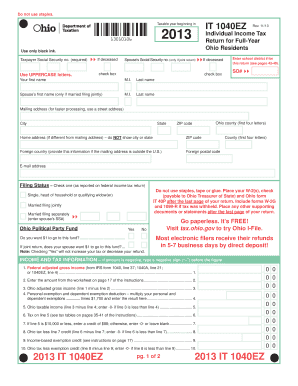 Ohio IT 1040EZ Tax Form