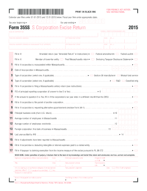 Massachusetts S Corporation Excise Return Form 355S
