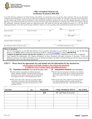 Verification Worksheet 2018-2019