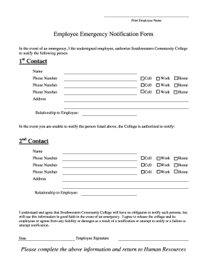 Employee Emergency Notification Form