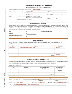 Campaign Financial Report