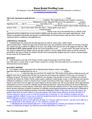 Montgomery County Room Rental Lease Agreement