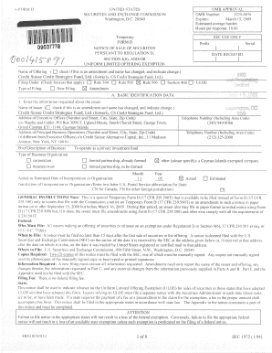 SEC Form D Notice of Exempt Offering of Securities