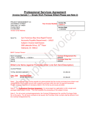 Professional Services Agreement Invoice Template