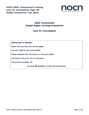 ESOL Listening Level B1 Intermediate Sample Exam