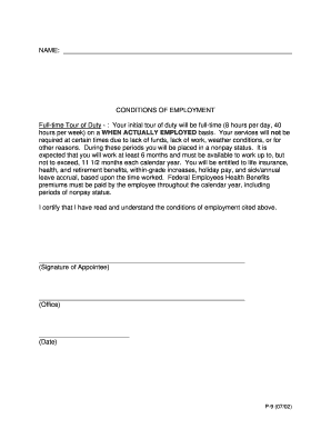 US Federal Employment Conditions Form