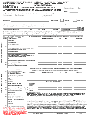 Mississippi Salvage/Rebuilt Vehicle Inspection Application