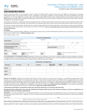 University of Texas at Dallas Continuation Enrollment Form