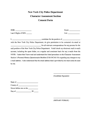 Character Assessment Section Consent Form