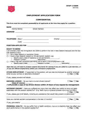 New Zealand Employment Application Form