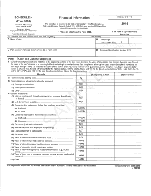 Schedule H Form 5500 Financial Information