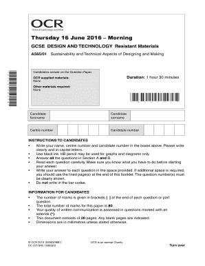 GCSE Design and Technology Exam
