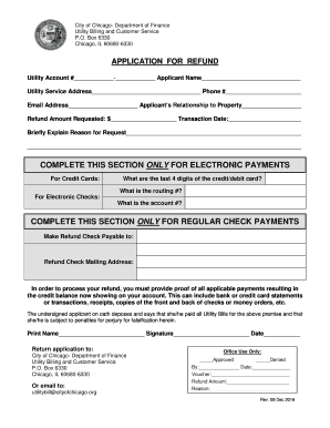 Chicago Utility Billing Refund Application