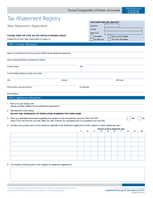 Texas Tax Abatement Registry Form 50-276