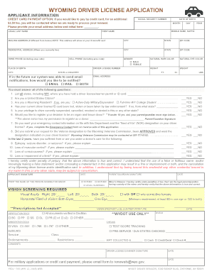 Wyoming Driver License Application