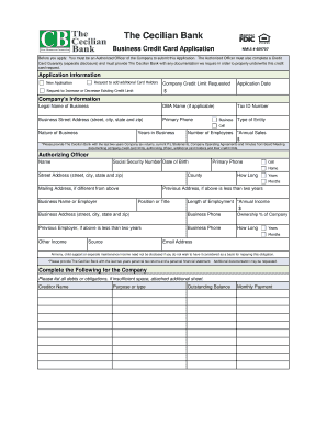 Cecilian Bank Business Credit Card Application