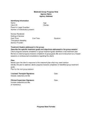 Medicaid Group Progress Note