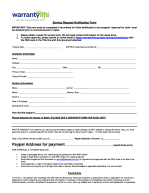 Service Request Notification Form