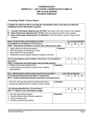 Cosmetology Module 3 Progress Report