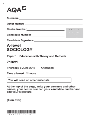 A-Level Sociology Exam Paper 1