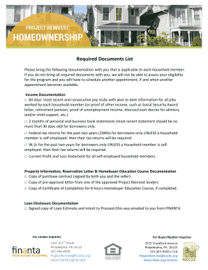Required Documents List